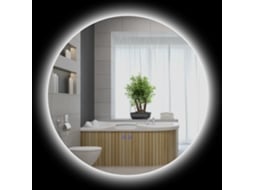 Espelho de Redondo Led do Banheiro Ø 70 Cm de Parede com Interruptor de Luz e Sistema Antiembaça 35 W Cinza