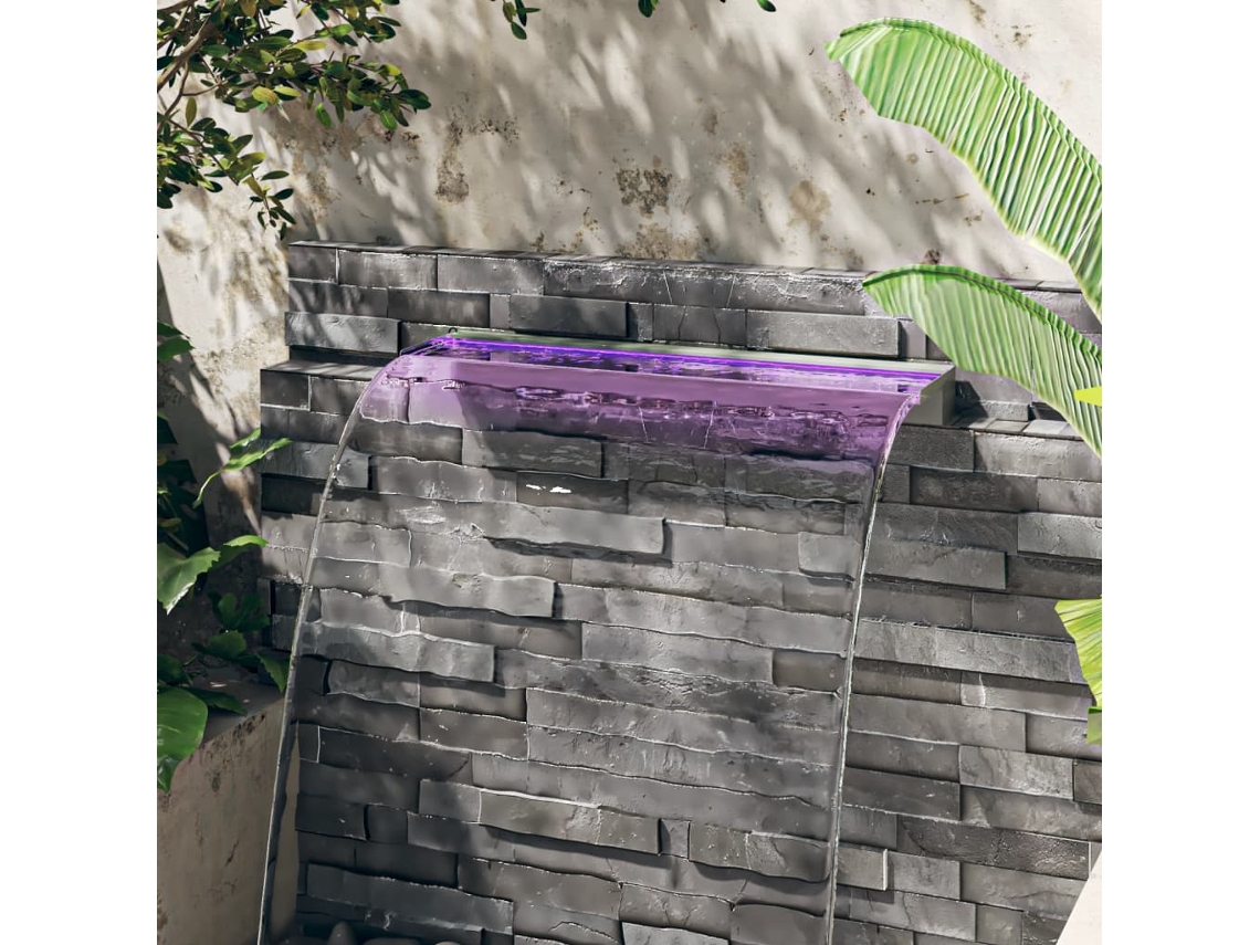 Vidaxl Cascata Com Leds Rgb 90 Cm Aço Inoxidável