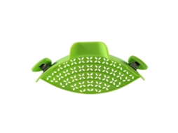 Escorredor de massa de silicone com clipe para panela, utensílio de cozinha resistente ao calor, livre de BPA, ideal para legumes, carnes e frutas, verde.