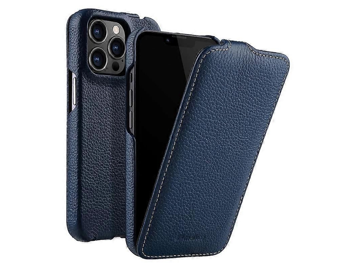 Capa Matte Melkco Para Iphone 13 Pro, Couro Legítimo Com Traseira Em Pc E Flip Vertical