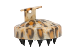 Escova de silicone para shampoo 2026 para cuidados com o couro cabeludo, esfoliação e massagem suave com estampa de leopardo.