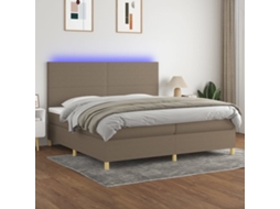 Vidaxl Cama Box Spring Colchão/led 200x200cm Tecido Cinza acastanhado