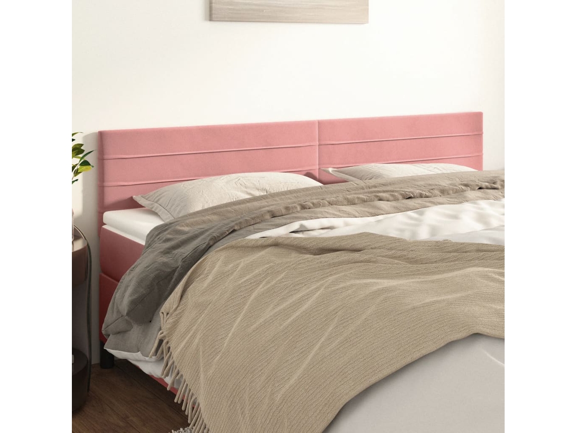 Cabecero de terciopelo de 2 piezas 80x5x78/88 cm rosa
