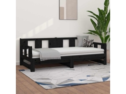 Vidaxl Sofá-cama De Puxar Pinho Maciço Preto 2x(80x200) Cm