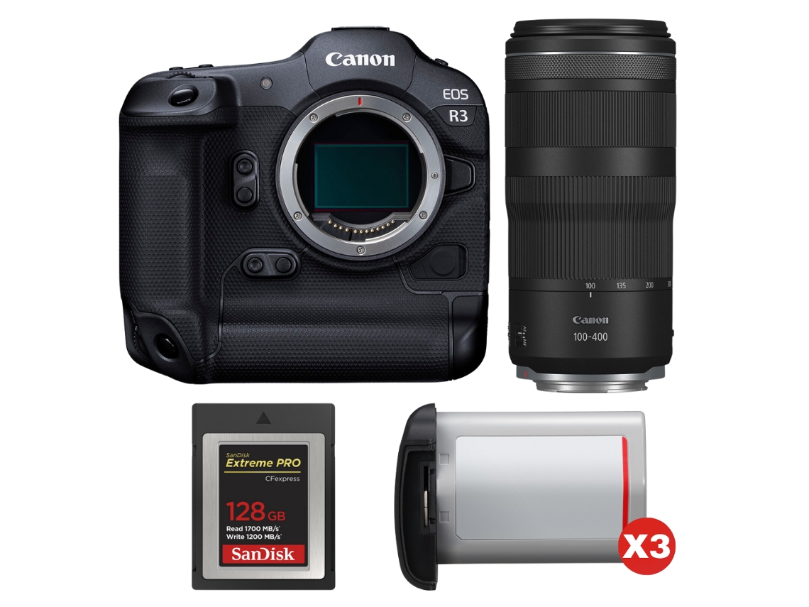 Eos R3 + Rf 100 400mm F/5.6 8 Is Usm + 1 Sandisk 128gb Extreme Pro Cfexpress Type B + 3 Canon Lp e19 + Ebook Pricedirect CANON