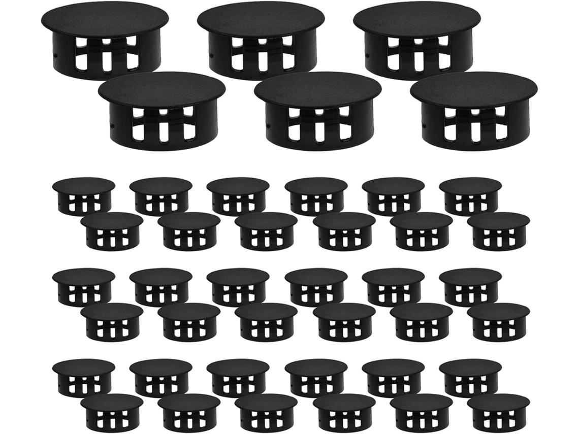 Tampões De Nylon Pretos 2cm Para Furos, Com Fecho De Pressão Para Móveis, Caixas Elétricas E Tampas Decorativas, Pacote
