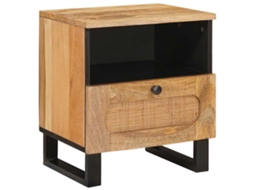 Conjunto 1 Mesa-de-cabeceira Vidaxl Castanho Madeira De Mangueira Maciça (40 X 33 X 46 Cm)