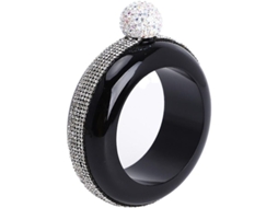 Pulsera Flask De Acero Inoxidable Creativa Con Tapa De Piedras Y Embudo Para Bebidas Diamondblack