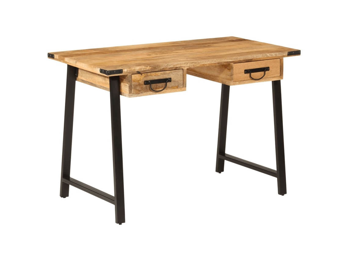 Vidaxl Secretária C/ Gavetas 105x55x70 Cm Mangueira Maciça E Ferro
