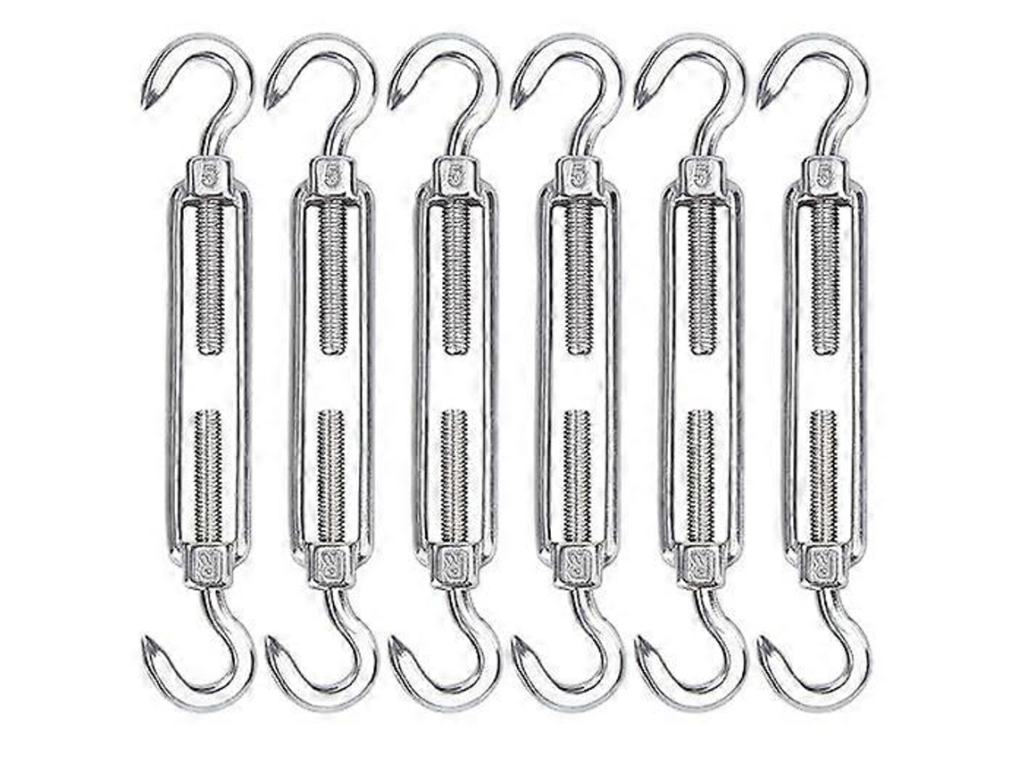 Tensor De Cabo M5 Em Aço Inoxidável, Pacote Com 6 Unidades, Ganchos E Laços Tensão Ajustáveis ​​e Resistentes Para Varal Roupas, W-aquaforge