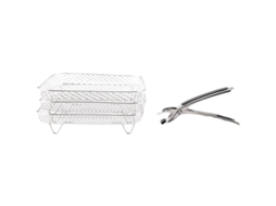 Grelha Quadrada De 8 Polegadas Para Fritadeira A Ar, Com Três Grelhas Empilháveis, Grelha De Secagem Multicamadas Em Aço Inoxidável