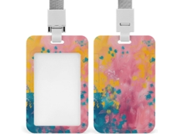 Clipe Crachá, Porta-crachá encantador com estampa de cordão azul e verde, porta-documentos, ideal para identificação.