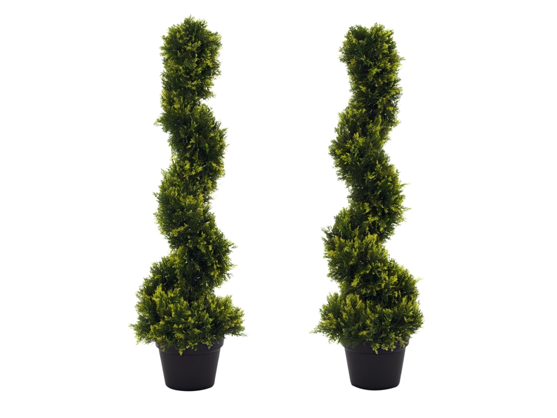 Planta artificial em espiral, cedro em espiral com vidro, 90 cm, cedro artificial para decoração externa e interna, verde Mc