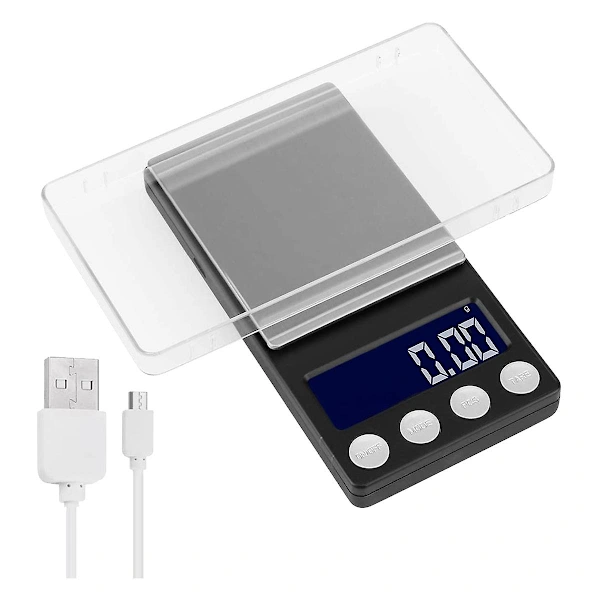 Balança de Cozinha Digital, de Bolso Recarregável Via Usb, 500 G/0,01 G, Mini Eletrônica para Joias e Alimentos AQUAFORGE