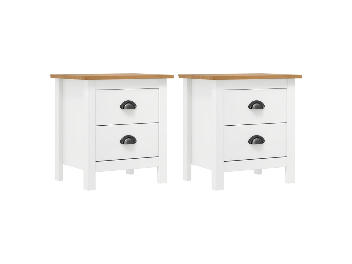 Vidaxl Mesas Cabeceira Hill 2 Pcs 46x35x49,5cm Pinho Branco