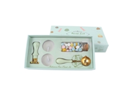 Kit De Selos De Cera Retro Com Cabo Desmontável Padrão De Lírio Para Envelopes Convites Verde