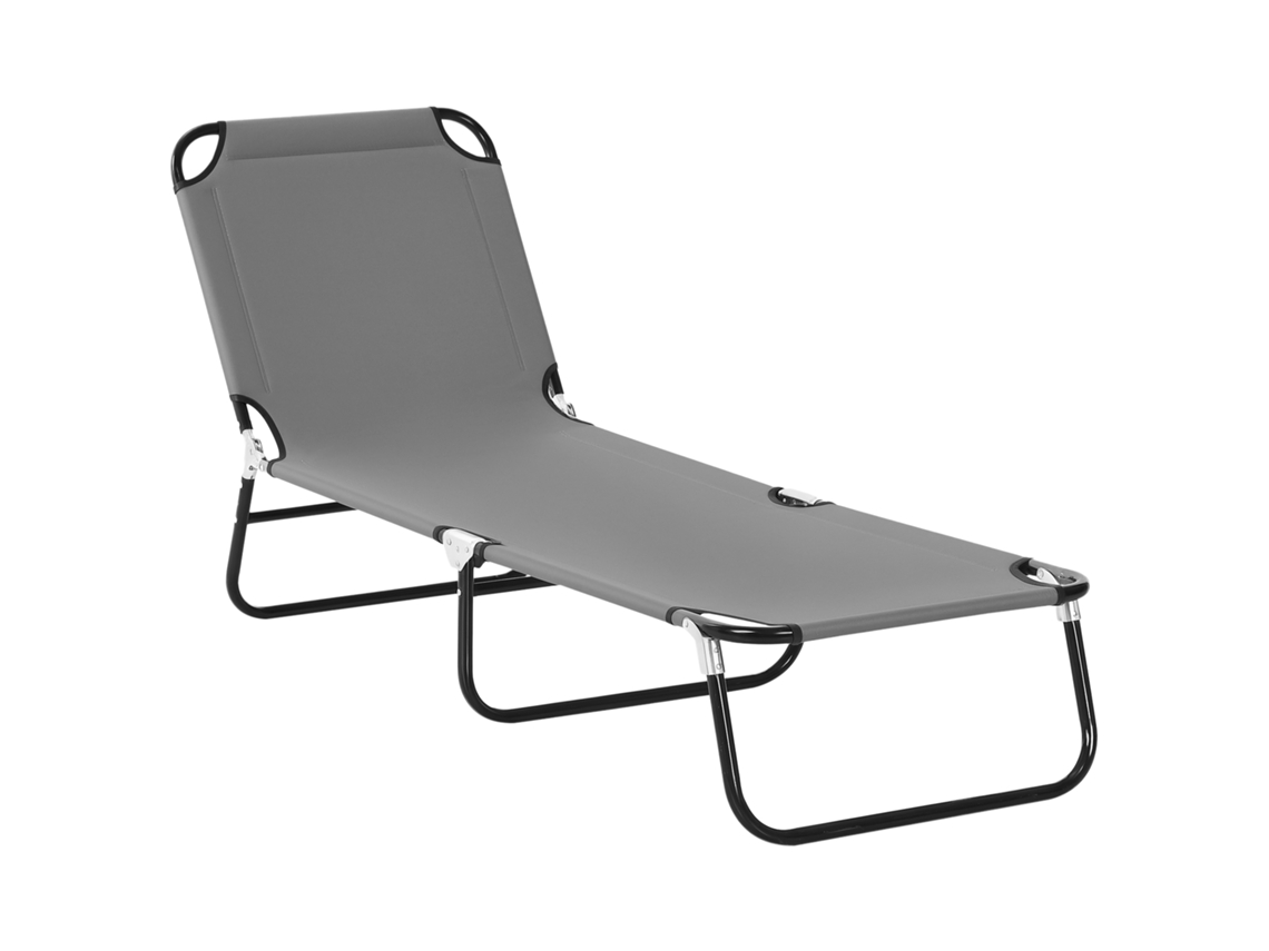 Espreguiçadeira Reclinável 3 Posições 188x56cm Cinza