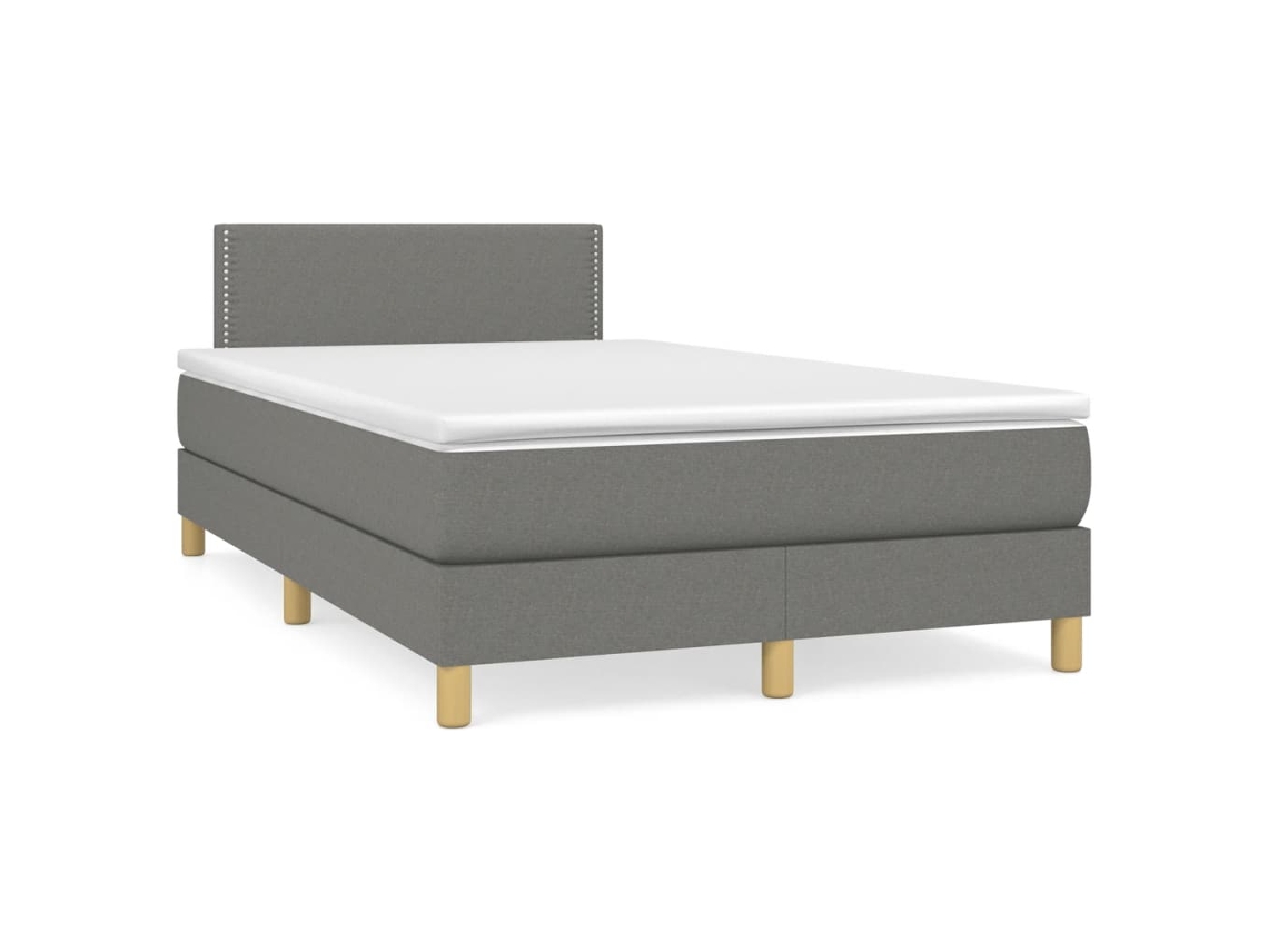 Vidaxl Cama Boxspring Com Colchão 120x190 Cm Tecido Cinzento-escuro