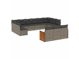 Conjunto de 13 Sofás para Jardim com Almofadões Vime Pe Cinzento MAISON EXCLUSIVE (90x200 cm)