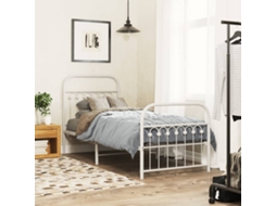 Vidaxl Estrutura De Cama Com Cabeceira E Pés 80x200 Cm Metal Branco