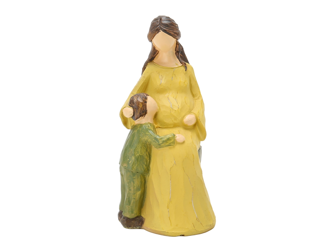 Estátua Mãe Filho em Resina Decoração Prateleira Arte Vivid