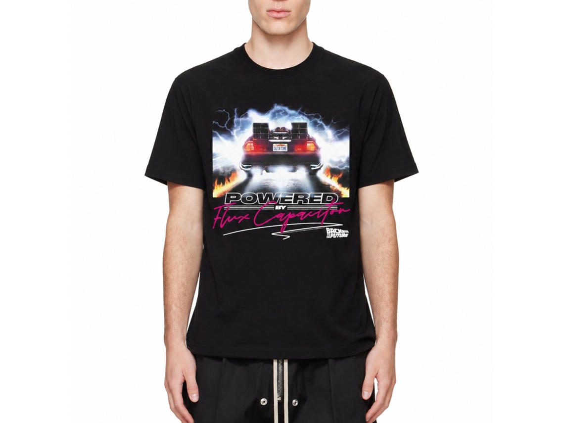 Rockinstone Back To The Future Movie Powered By Flux Black Adult T-shirt Size:xxl