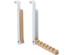 Suporte para Casaco de Porta Dobrável, 2 Peças, com 6 Cabides, Branco ZYBLSSBB