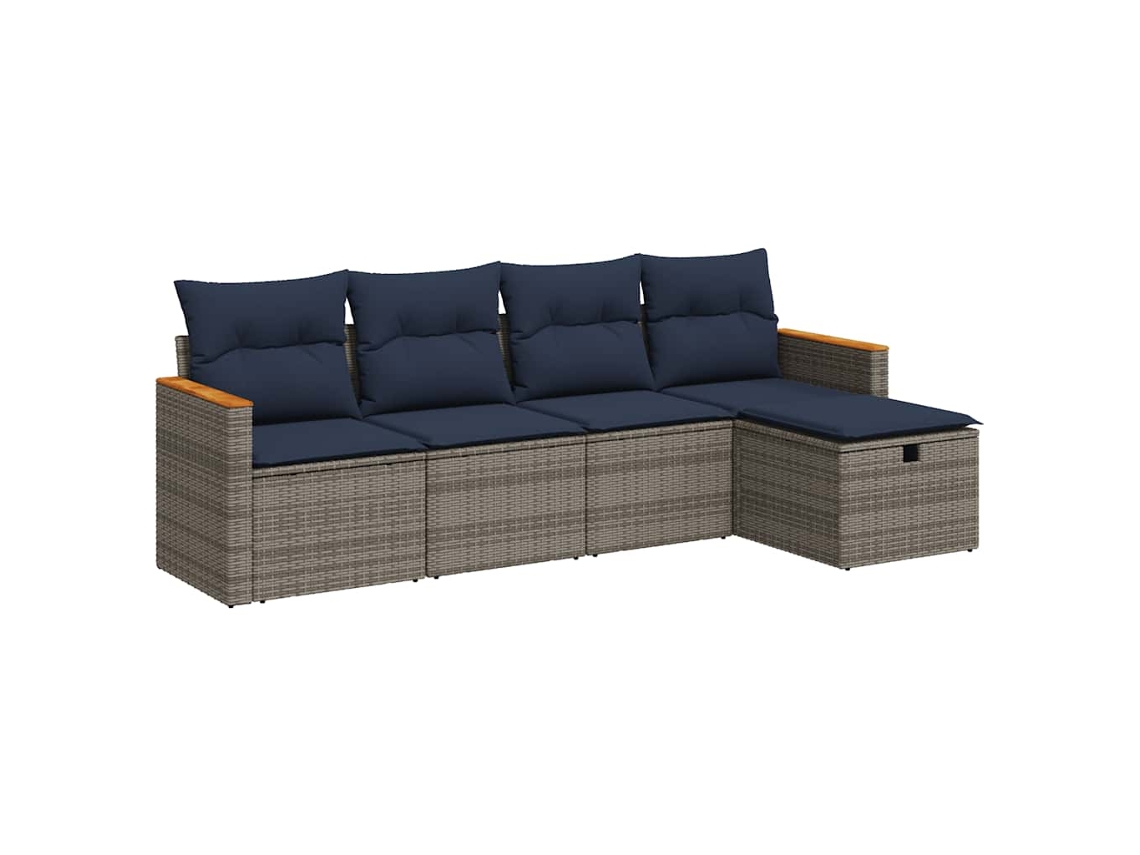 Conjunto de 5 sofás de jardim com almofadões Vime Pe Cinzento MAISON EXCLUSIVE (5 peças)