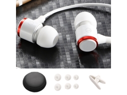 Fone de ouvido Mali com fio com redução de ruído HiFi, grave forte, microfone, branco
