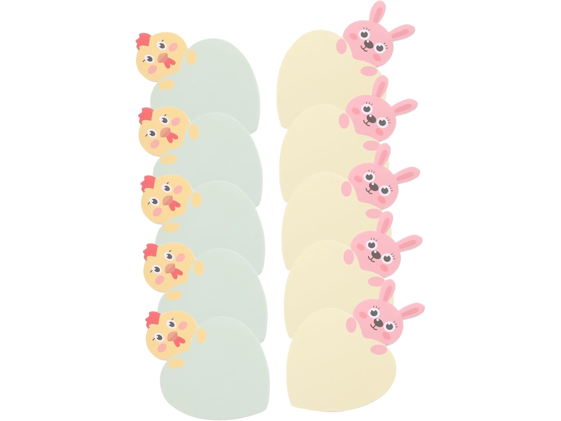 Adesivos fofos para recados de Páscoa com o jogo da galinha e do coelho.