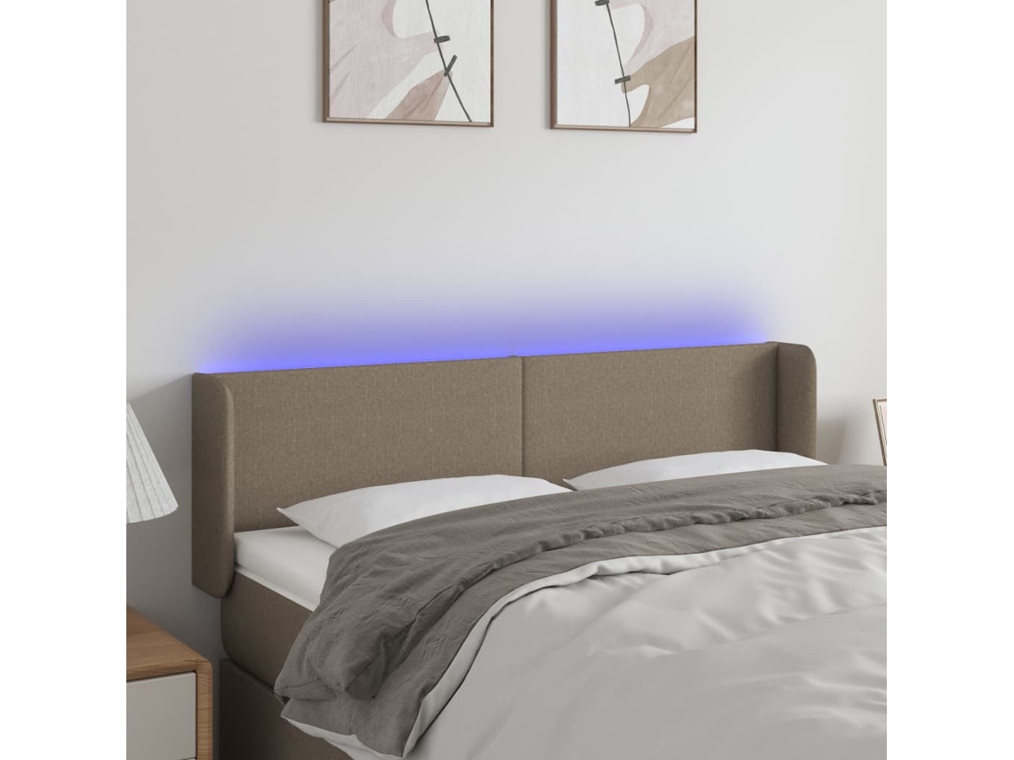 Vidaxl Cabeceira De Cama C/ Luzes Led 147x16x78/88cm Cinza-acastanhado