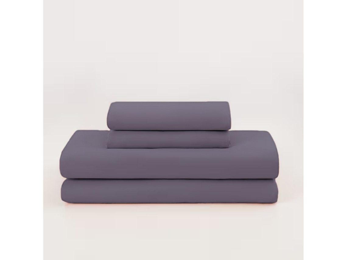 Conjunto Lençóis 4 Peças Lençol De Baixo 120x200*26cm Lençol De Cima 206x240cm 2 Fronhas 75x50cm Poliéster Cinza Escuro Hexinyigjly