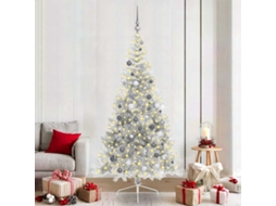 Vidaxl Árvore De Natal Artificial Pré-iluminada Prateado 210 Cm Pet