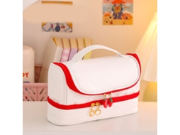 Estuche Para Lápices De Poliuretano Con Bonitos Dibujos, Impermeable, Portátil, De 2 Capas, Con Cremallera Doble En Forma De Fresa, Color Rojo