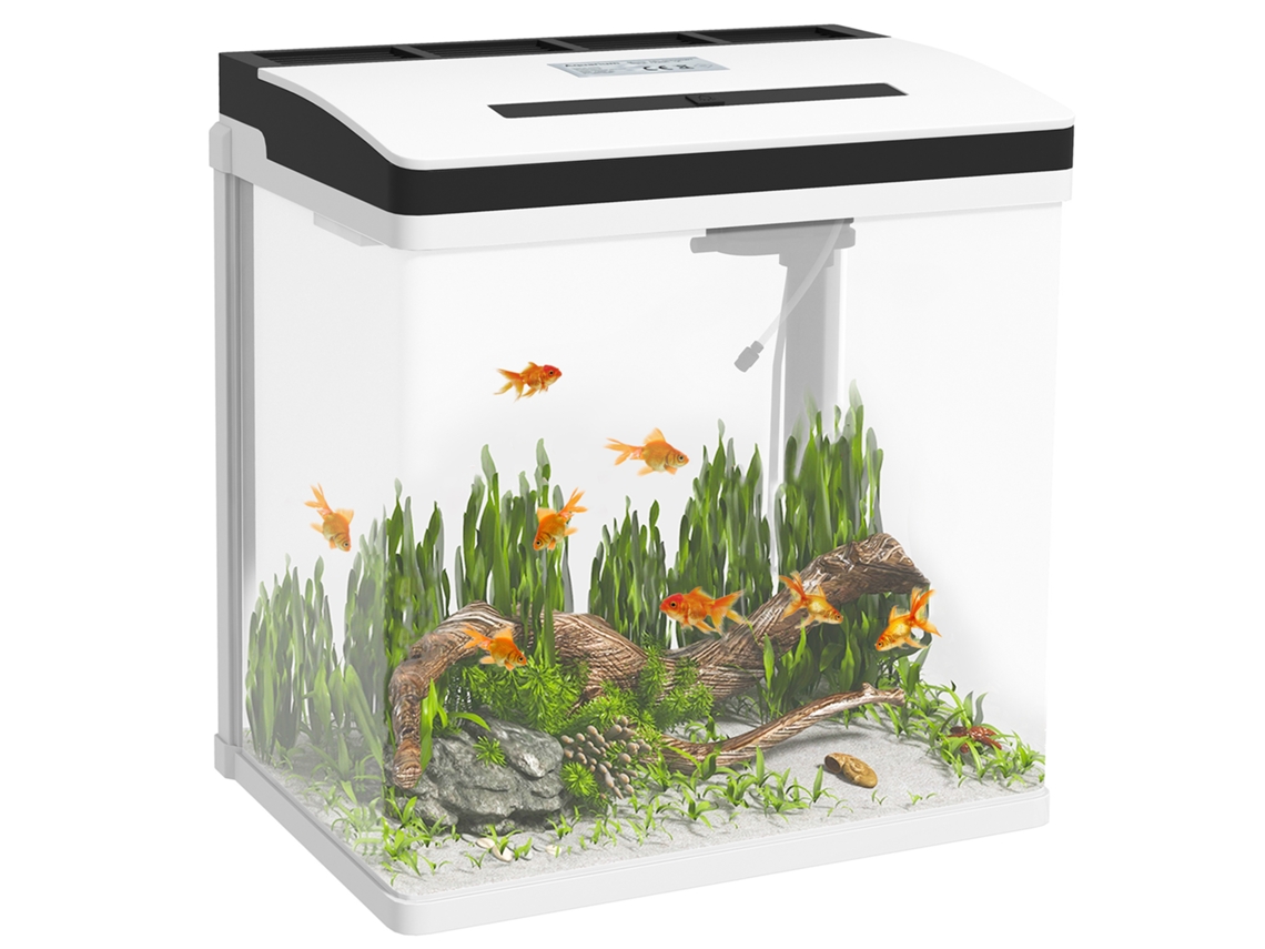 Aquário de Vidro com Filtro, Tampa e Luz Led para Peixes, Capacidade 28l,, 38 X 26 X 39,5 Cm Branco