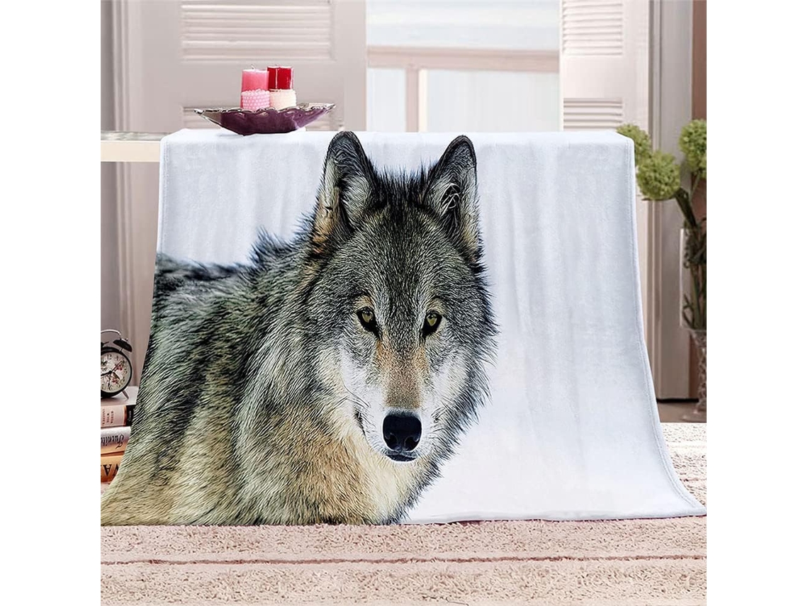 Manta de Lã Fansu Estampa Lobo em 3d Quente Macia e Felpuda Microfibra Ideal para o Inverno Colcha Ou Sofá Ade