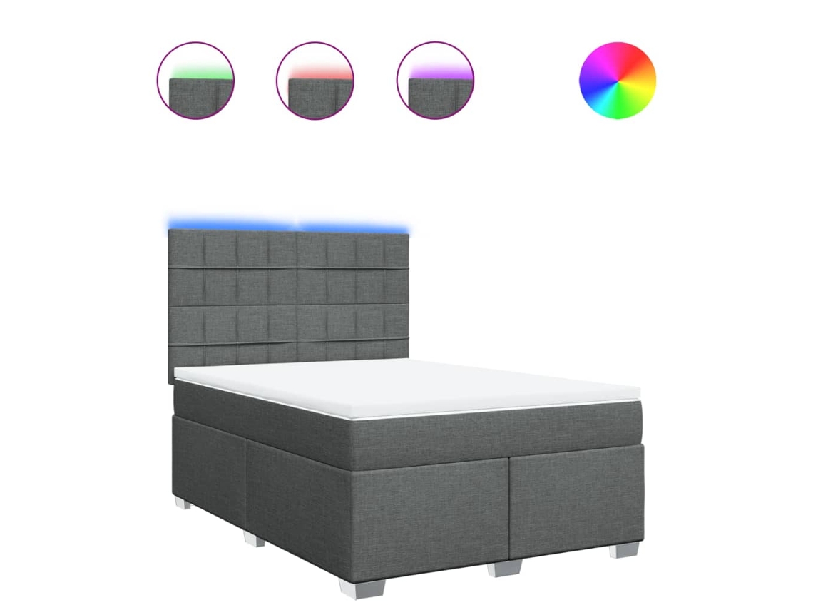 Box Spring Bed, Box Spring Beds Vidaxl Cinzeto Tecido (140 X 190 Cm)