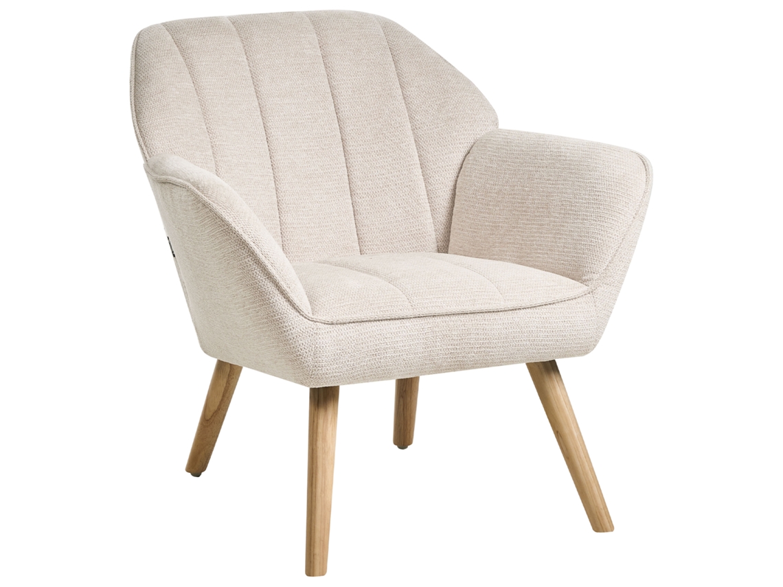 Poltrona BELIANI Torud de Tecido Creme Claro 79x58x76