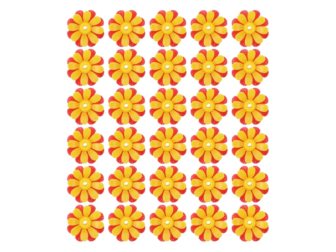 Ronjoe-30 Flores De Reposição Para Comedouros De Beija-flores Plástico Vermelho E Amarelo Com Núcleo Amarelo