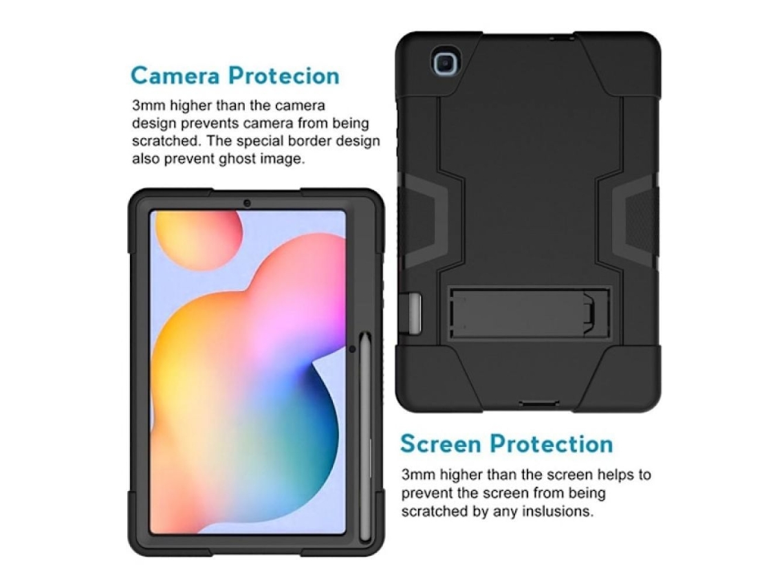 MEOIRUERY Capa Com Suporte Integrado Para Samsung Galaxy Tab S6 Lite, Design Híbrido Resistente, À Prova De Choque, Com Suporte Para S Pen E Pegada Antiderrapan