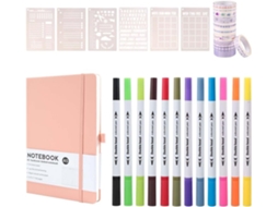 Kit de Caderno de Bolinhas, Tamanho A5, Capa Dura, Páginas Numeradas, Bolinhas para Iniciantes, Rosa SFUSHOS