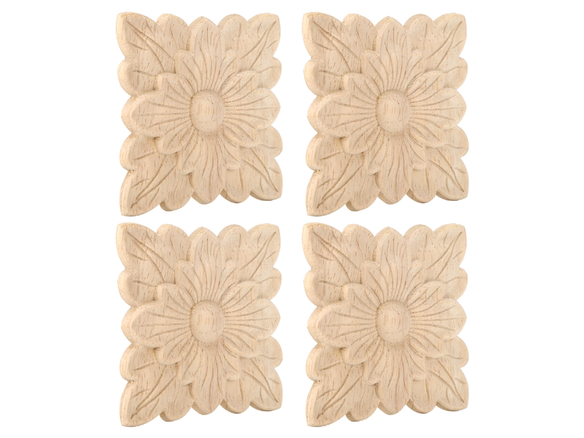 Peças Aplique De Madeira Com Padrão Floral Para Decoração De Móveis E Jardim