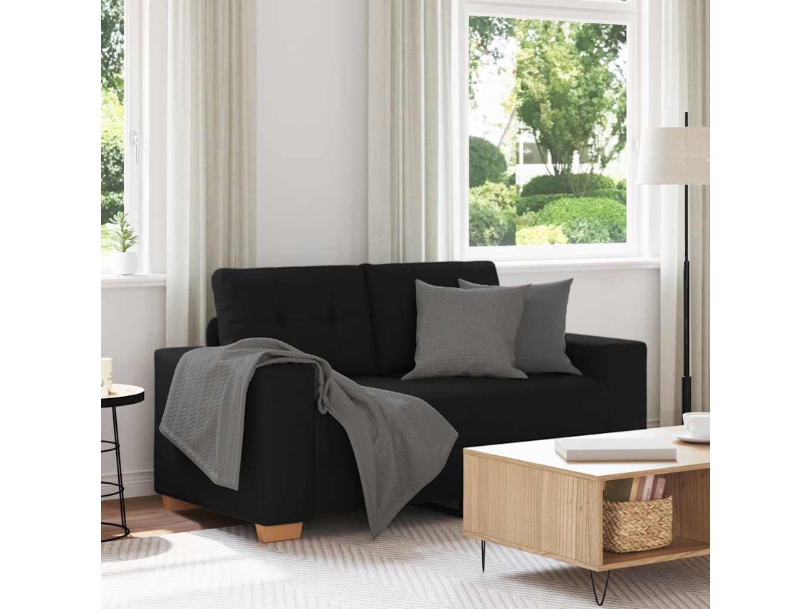 Vidaxl Sofá De Dois Lugares, Preto, 160x77x82 Cm, Em Tecido