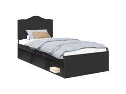 Estrutura da Cama Preto 100x200 cm Madeira de Pinheiro Sólida MAISON EXCLUSIVE