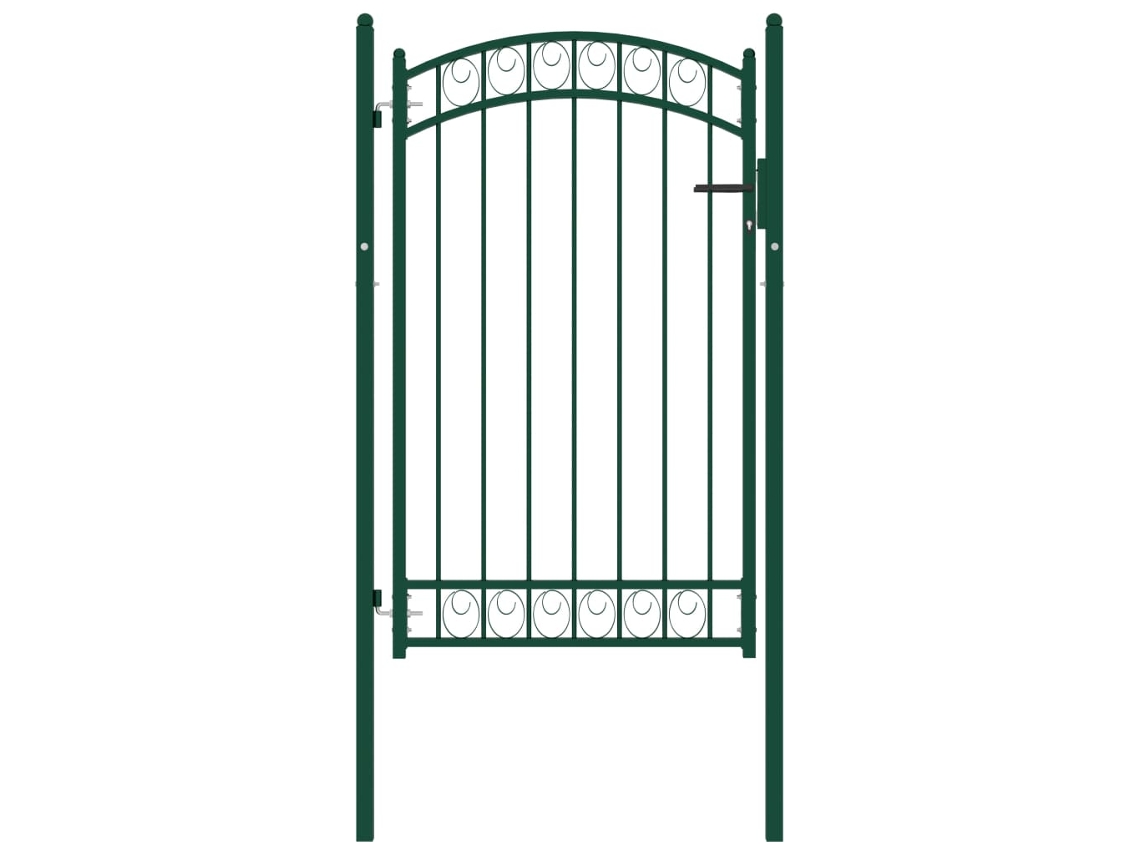 vidaXL Portão para cerca com topo arqueado 100x150 cm aço verde