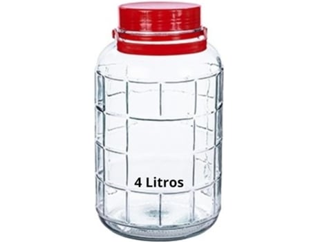 Frasco de Vidro Grande com Alça de 4 Litros e Tampa Dupla Garrafão Grande de Vidro de 4 Litros com Alça MUNDOTARROS