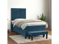 Vidaxl Cama Com Molas/colchão 90x190 Cm Veludo Azul-escuro
