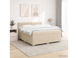 Vidaxl Cama Box Com Led E Colchão Creme 140 X 200 Cm Tecido
