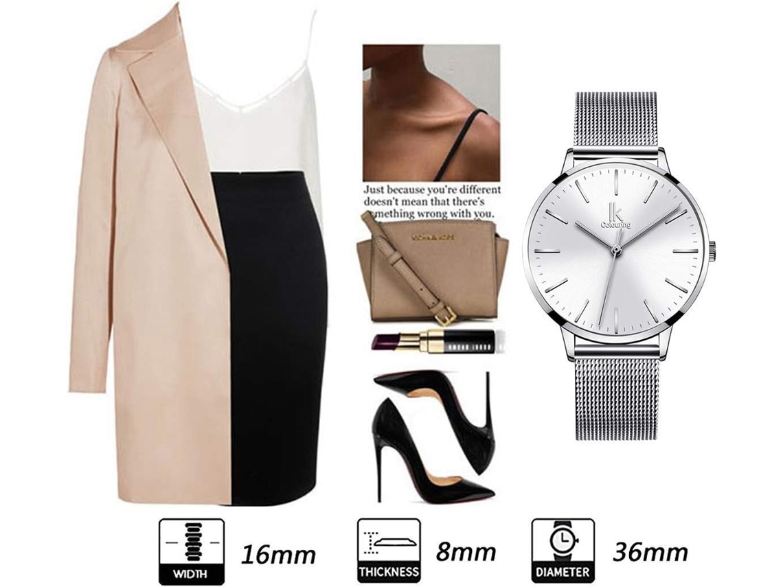 Lurelia Relógio Feminino, Movimento De Quartzo, Aço Inoxidável, Resistente À Água, Prata