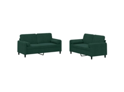 Conjunto de 2 Sofás com Almofadas Veludo Verde MAISON EXCLUSIVE